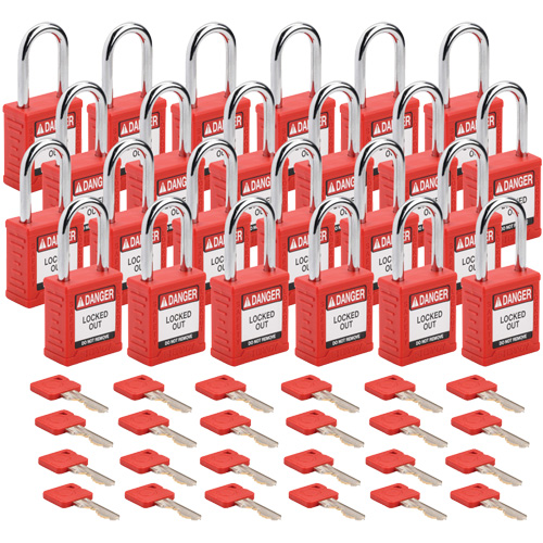 Cadenas de verrouillage Velocity, Rouge, Cl&eacute;s identiques, Nylon, Largeur de 1-1/2" Southpoint Industrial Supply