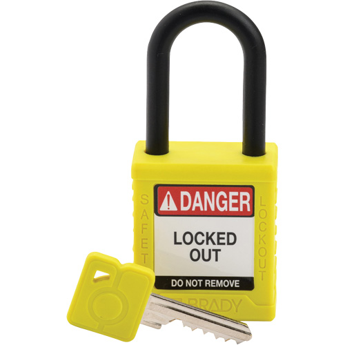 Velocity Safety Lockout Padlock, Yellow, Keyed Different, Nylon, 1-1/2" Width Southpoint Industrial Supply