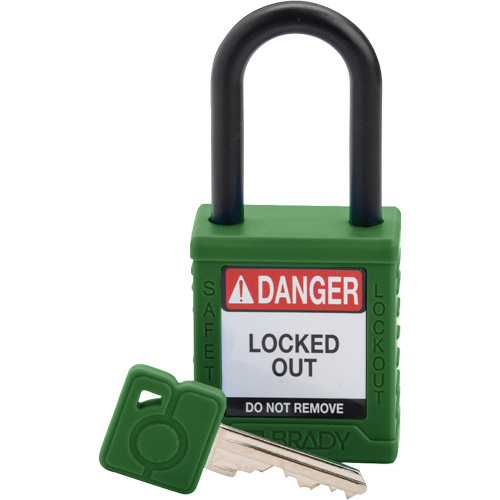 Velocity Safety Lockout Padlock, Green, Keyed Different, Nylon, 1-1/2" Width Southpoint Industrial Supply
