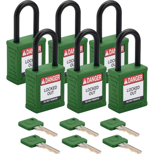 Cadenas de verrouillage Velocity, Vert, Cl&eacute;s diff&eacute;rentes, Nylon, Largeur de 1-1/2" Southpoint Industrial Supply