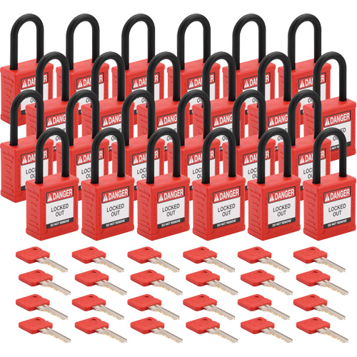 Cadenas de verrouillage Velocity, Rouge, Cl&eacute;s diff&eacute;rentes, Nylon, Largeur de 1-1/2" Southpoint Industrial Supply
