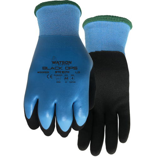 Gants hydrofuges Stealth Black Ops, Taille Petit, Calibre 15, Rev&ecirc;tement Latex de caoutchouc, Enveloppe en Fibre de verre/Polyester, ASTM ANSI niveau A4 Southpoint Industrial Supply