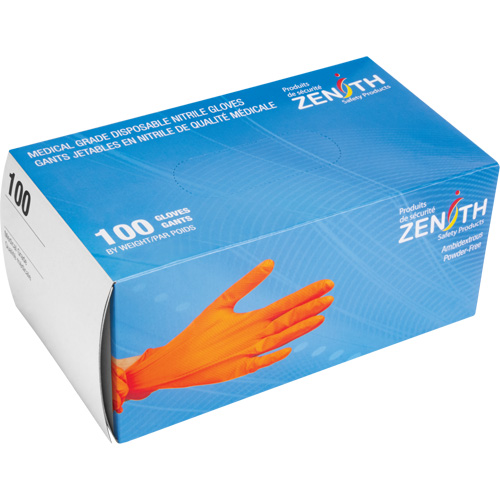 Heavyweight Tactile Grip Examination Gloves, Small, Nitrile, 8-mil, Powder-Free, Orange Southpoint Industrial Supply