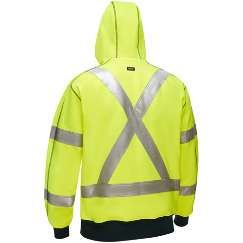 Bisley&reg; X-Back Full Zip Hooded Sweatshirt with Sherpa Lining, Small, High Visibility Lime-Yellow Southpoint Industrial Supply