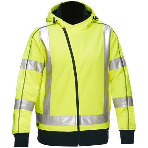 Coton ouat&eacute; doubl&eacute; de sherpa avec capuchon &agrave; fermeture &eacute;clair compl&egrave;te et X au dos Bisley pour femmes, 2T-Grand, Jaune lime haute visibilit&eacute; Southpoint Industrial Supply
