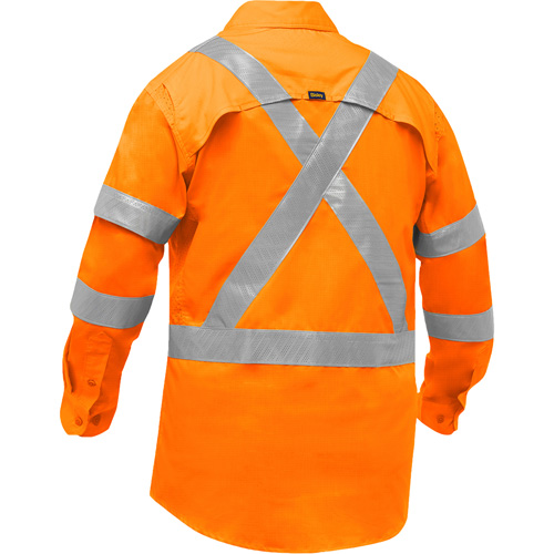 Chemise de travail &agrave; manches longues et X au dos Bisley avec X-Airflow pour femmes, Poly-coton, Petit, Orange haute visibilit&eacute; Southpoint Industrial Supply