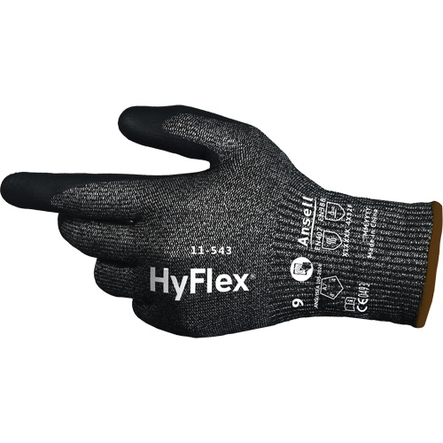 Gants r&eacute;sistants &agrave; la coupe HYFLEX 11-543, Taille 6, Calibre 13, Rev&ecirc;tement Nitrile, Enveloppe en Nylon/Acier inoxydable/PEHP/Spandex, ASTM ANSI niveau A7/EN 388 niveau F Southpoint Industrial Supply