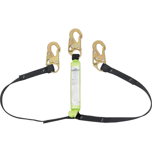SA-64000-4 Shock Absorbing Lanyard, 4', Snap Hook Center, Snap Hook Leg Ends, Polyester Southpoint Industrial Supply