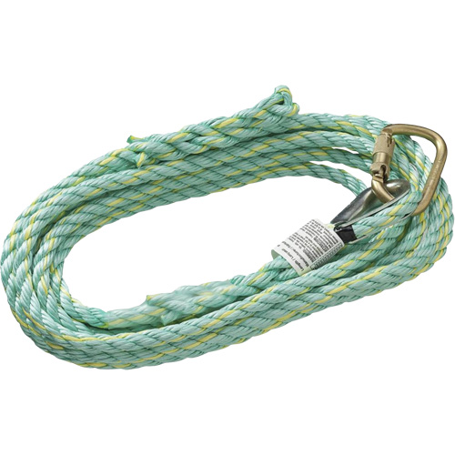 VL-1115-25 Vertical Lifeline Rope with Anchor End Carabiner & Trailing End Back Splice, Copolymer Southpoint Industrial Supply