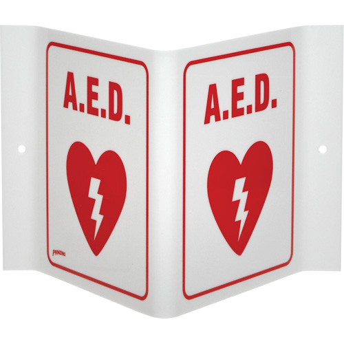 "A.E.D." V-Style Sign, 6" x 9", Acrylic, English with Pictogram Southpoint Industrial Supply