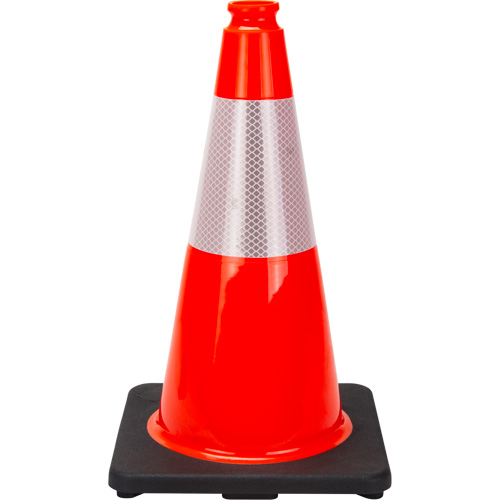 C&ocirc;ne de signalisation de premi&egrave;re qualit&eacute;, 18", Orange, Bande(s) r&eacute;fl&eacute;chissante(s) 6" Southpoint Industrial Supply