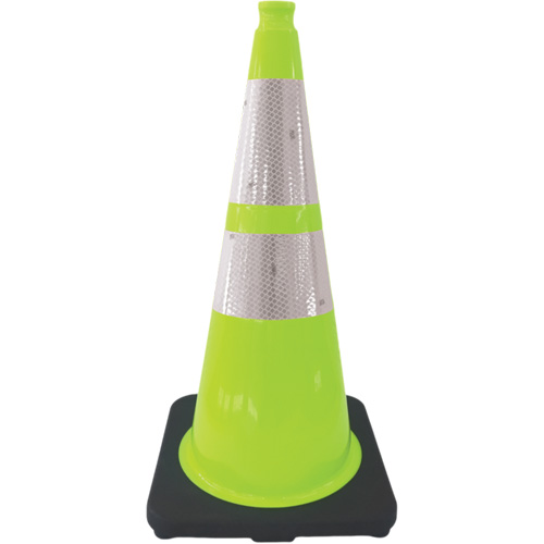 Premium Traffic Cone, 28", Lime Green, 4" & 6" Reflective Collar(s) Southpoint Industrial Supply