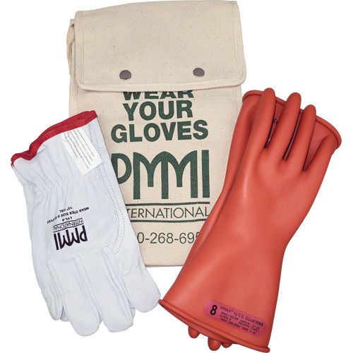 Rubber Electrical Insulating Glove Kit, ASTM Class 0, Size 8, 11" L Southpoint Industrial Supply