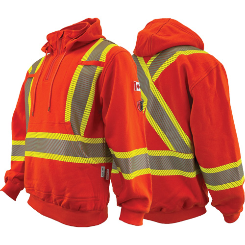 Atlas Guardian&reg; FR/AR Quarter-Zip Hoodies, Men's, Medium, High Visibility Orange, 18 cal/cm² Southpoint Industrial Supply