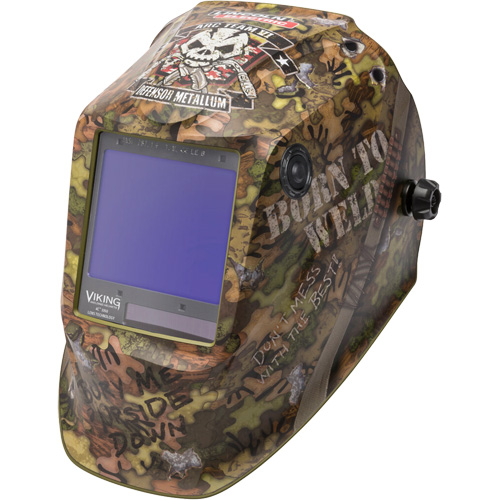 VIKING 3350 Born To Weld Welding Helmet, 3.74" L x 3.34" W View Area, 5 - 13 Shade Range Southpoint Industrial Supply
