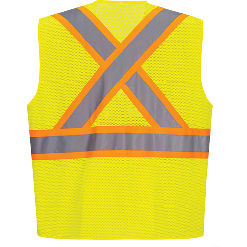 Veste de s&eacute;curit&eacute; &agrave; bandes contrastantes, Jaune lime haute visibilit&eacute;, Petit, Polyester Southpoint Industrial Supply
