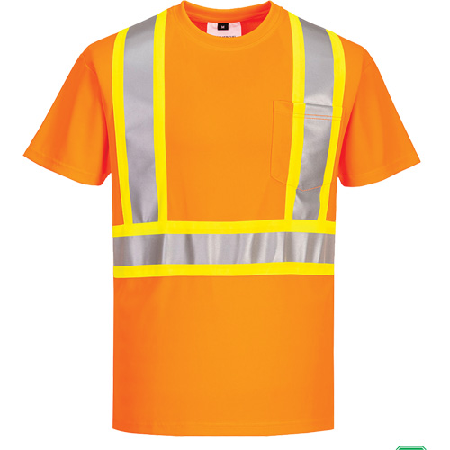 T-shirt de s&eacute;curit&eacute; &agrave; bandes contrastantes, Polyester, Petit, Orange haute visibilit&eacute; Southpoint Industrial Supply