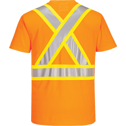 T-shirt de s&eacute;curit&eacute; &agrave; bandes contrastantes, Polyester, Petit, Orange haute visibilit&eacute; Southpoint Industrial Supply