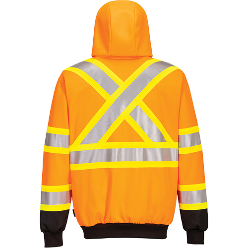 Contrast-Striped Safety Hoodie, Small, Black/High Visibility Orange Southpoint Industrial Supply