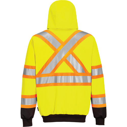 Contrast-Striped Safety Hoodie, Small, Black/High Visibility Lime-Yellow Southpoint Industrial Supply