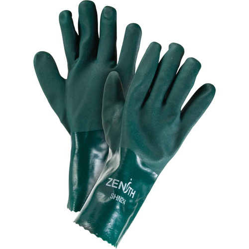 Gants verts &agrave; double enduit, 12" lo, PVC, Doublure en Jersey de coton, 70 mils Southpoint Industrial Supply