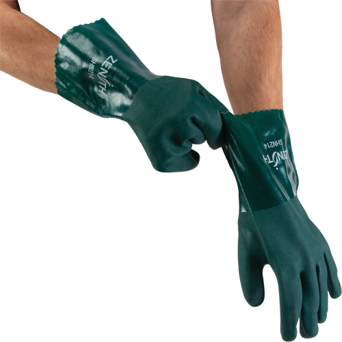 Gants verts &agrave; double enduit, 12" lo, PVC, Doublure en Jersey de coton, 70 mils Southpoint Industrial Supply