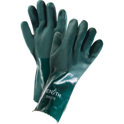 Double Dipped Green Gloves, 14" L, PVC, Cotton Jersey Inner Lining, 70-mil Southpoint Industrial Supply