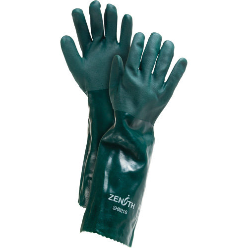 Double Dipped Green Gloves, 18" L, PVC, Cotton Jersey Inner Lining, 70-mil Southpoint Industrial Supply