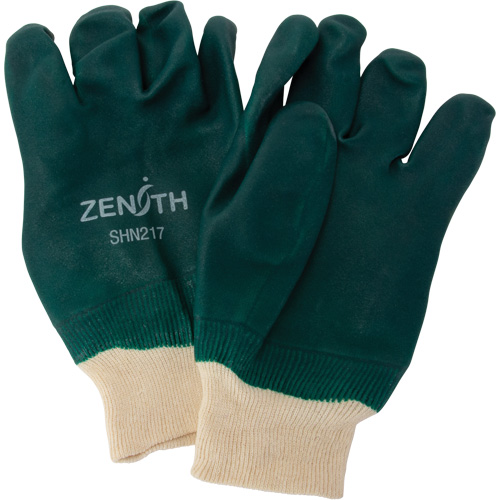 Double Dipped Green Gloves, 10" L, PVC, Cotton Jersey Inner Lining, 70-mil Southpoint Industrial Supply