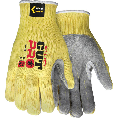Gants de travail r&eacute;sistant &agrave; la coupe CutPro avec paume en cuir fendu, Taille Petit, Calibre 7, Enveloppe en Kevlar, ASTM ANSI niveau A3 Southpoint Industrial Supply