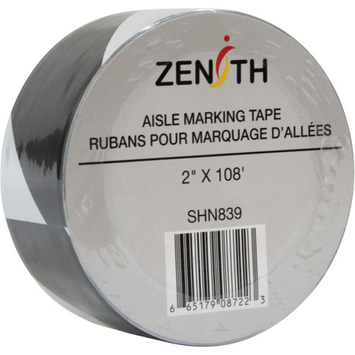 Aisle Marking Tape, 2" x 108', PVC, Noir et blanc Southpoint Industrial Supply