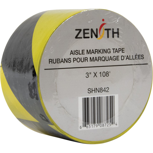 Aisle Marking Tape, 3" x 108', PVC, Black and Yellow Southpoint Industrial Supply