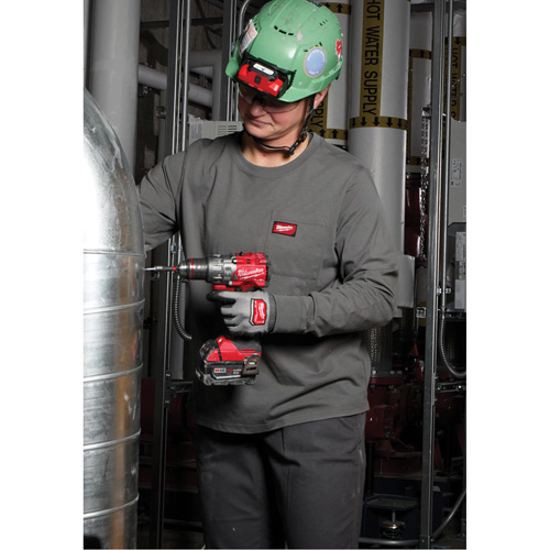 GRIDIRON Long Sleeve Pocket T-Shirt, Women's, X-Small, Grey Southpoint Industrial Supply