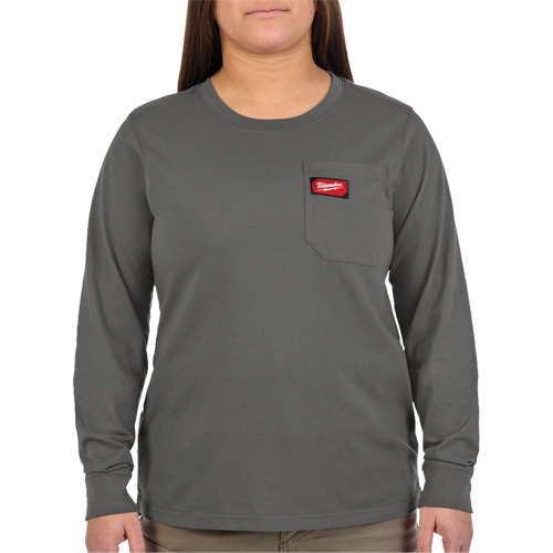 GRIDIRON Long Sleeve Pocket T-Shirt, Women's, X-Small, Grey Southpoint Industrial Supply