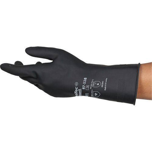 AlphaTec&reg; 87-118 Chemical-Resistance Gloves, Size Small/7, 12.6" L, Rubber Latex, Cotton Inner Lining, 31-mil Southpoint Industrial Supply
