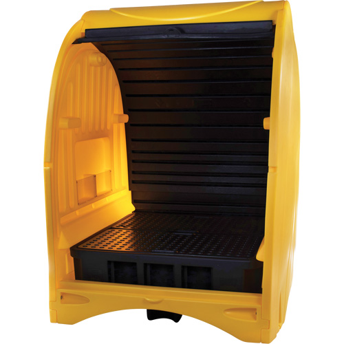 Palette contre les d&eacute;versements &agrave; couvercle dur pour 4 barils, 68,11" lo x 61,61" la x 83,07" h, Capacit&eacute; de charge 1433 lb Southpoint Industrial Supply