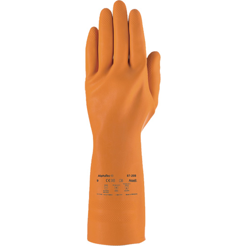 AlphaTec&reg; 87-208 Heavy-Duty Chemical-Resistant Gloves, Size 7, 12.8" L, Rubber Latex, Cotton/Flock-Lined Inner Lining, 29.5-mil Southpoint Industrial Supply