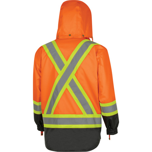 5056 Pioneer&reg; Yukon 7-in-1 Waterproof Winter Safety Parka, Polyester, Black/High Visibility Orange, X-Small Southpoint Industrial Supply
