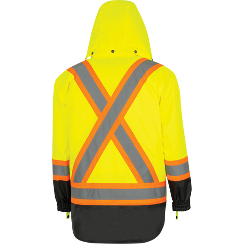 5057 Pioneer&reg; Yukon 7-in-1 Waterproof Winter Safety Parka, Polyester, Black/High Visibility Lime-Yellow, X-Small Southpoint Industrial Supply
