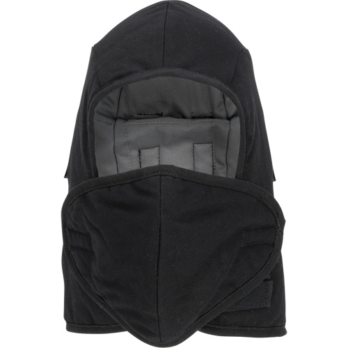 Pioneer 766A Flame-Resistant Quilted Hard Hat Liner with Detachable Mouthpiece, Black/Grey, Cotton/FR-Tech&reg;/Modacrylic/Nylon Southpoint Industrial Supply