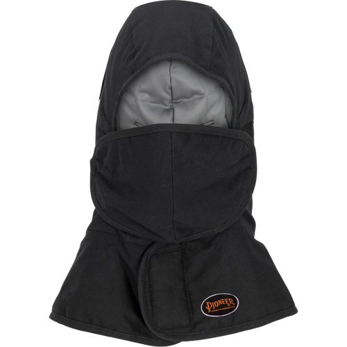 Pioneer 765A Flame-Resistant Quilted Hard Hat Liner with Long Neck & Detachable Mouthpiece, Black/Grey, Cotton/FR-Tech&reg;/Modacrylic/Nylon Southpoint Industrial Supply