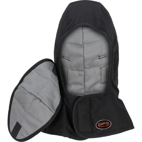Pioneer 765A Flame-Resistant Quilted Hard Hat Liner with Long Neck & Detachable Mouthpiece, Black/Grey, Cotton/FR-Tech&reg;/Modacrylic/Nylon Southpoint Industrial Supply