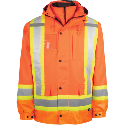 Manteau haute visibilit&eacute; 7-en-1, Polyester, Orange haute visibilit&eacute;, 4T-Grand Southpoint Industrial Supply