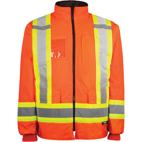 Manteau haute visibilit&eacute; 7-en-1, Polyester, Orange haute visibilit&eacute;, 4T-Grand Southpoint Industrial Supply