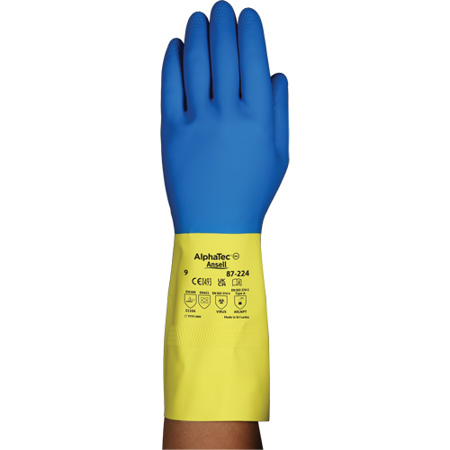 Gants r&eacute;sistants aux produits chimiques AlphaTec 87-224, Taille 8, 12,8" lo, N&eacute;opr&egrave;ne/Latex de caoutchouc, Doublure en Coton/Ouat&eacute;e, 26,8 mils Southpoint Industrial Supply