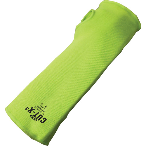 Cut-X&reg; Cut-Resistant Sleeve with Thumb Hole, Fibreglass/Polyethylene, 10", ASTM ANSI Level A4, High Visibility Lime Southpoint Industrial Supply
