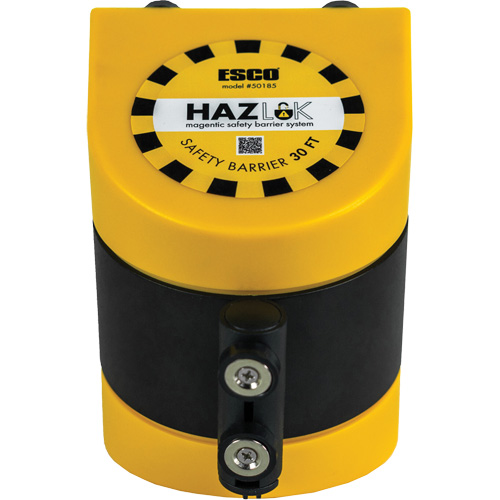 HAZLOK Safety Barrier System, Plastic, Magnetic Mount, 30', Black and Yellow Tape Southpoint Industrial Supply