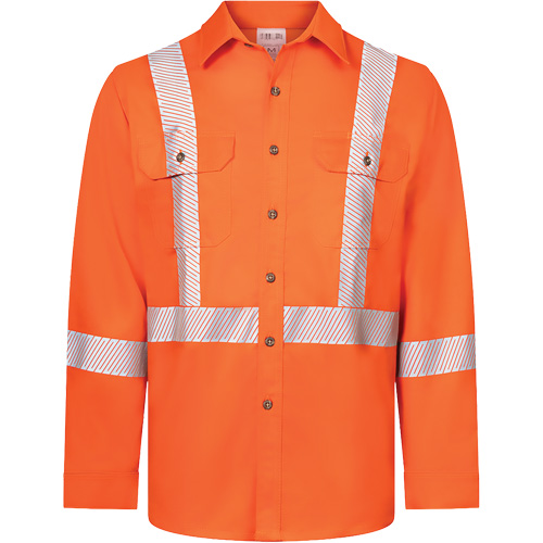 Chemise de travail haute visibilit&eacute; &agrave; bandes segment&eacute;es 7 oz de luxe Avenger, Style 652, Hommes, 4T-Grand (grande taille), Orange Southpoint Industrial Supply