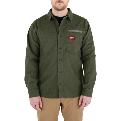 GRIDIRON Flannel Shirt, Men's, Medium, Green Southpoint Industrial Supply