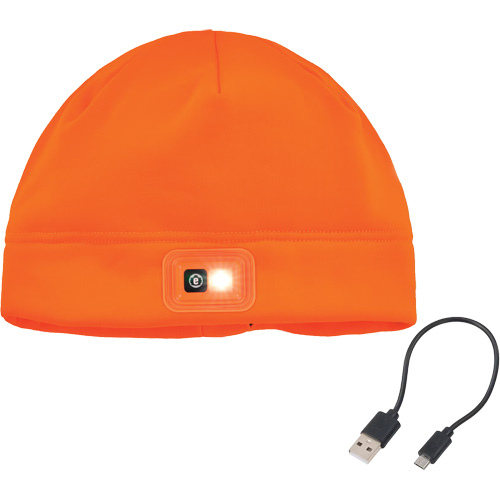 N-Ferno&reg; Winter Skull Cap with LED Rechargeable Light, Fleece Lining, One Size, Orange Southpoint Industrial Supply